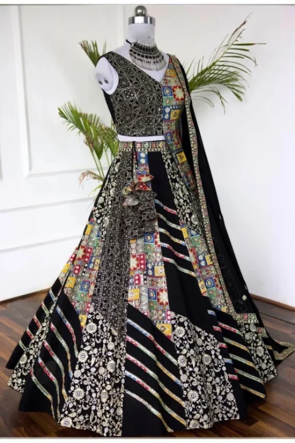 Black color Embroidery & Sequence work Designer Lehenga