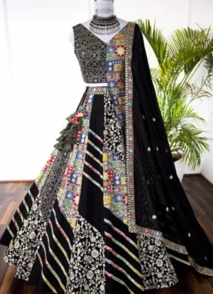 Black color Embroidery & Sequence work Designer Lehenga