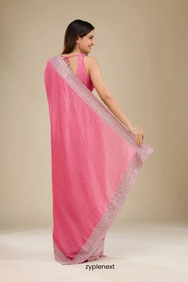Onion Pink Zariwork Soft Silk Saree