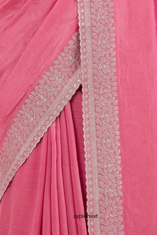 Onion Pink Zariwork Soft Silk Saree
