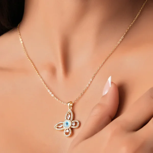 Gold Plated Bluebell Evil Eye Women's chain And Pedant