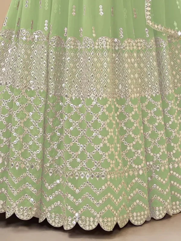 Embroidered Semi Stitched Lehenga Choli (Green)