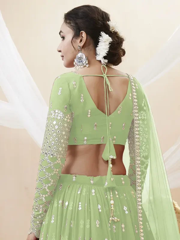Embroidered Semi Stitched Lehenga Choli (Green)