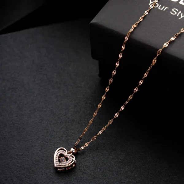 Lovemania Heart Pendant Rosegold Necklace - Image 2