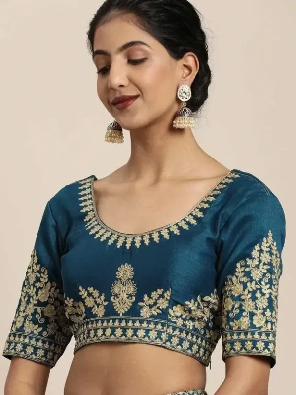 Embroidered Bollywood Chiffon Saree (Blue)