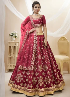 Embroidered Semi Stitched Lehenga