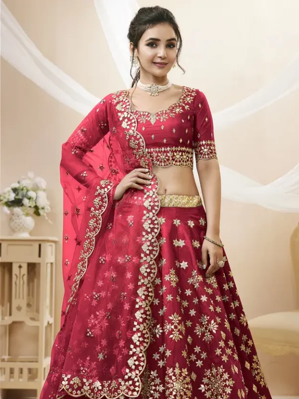 Embroidered Semi Stitched Lehenga