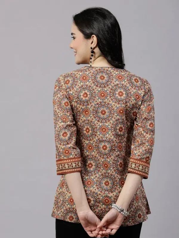 Casual Regular Sleeves Printed Women Brown Top